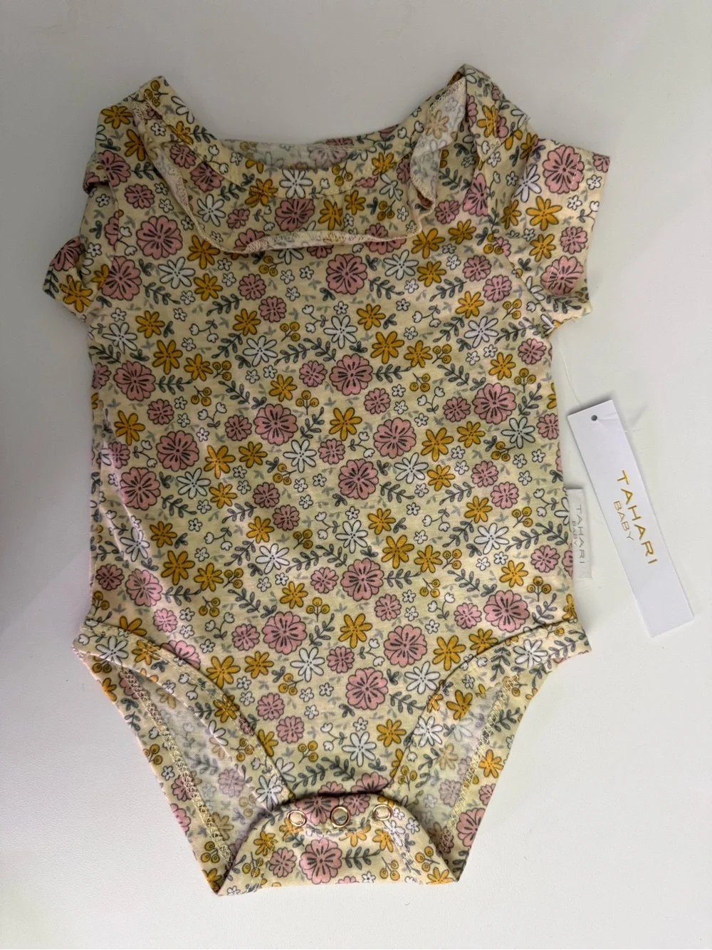 Baby Girl Clothing Lot 2Pc Offspring Pink Rose Footie 3M & Tahari Floral Onesie